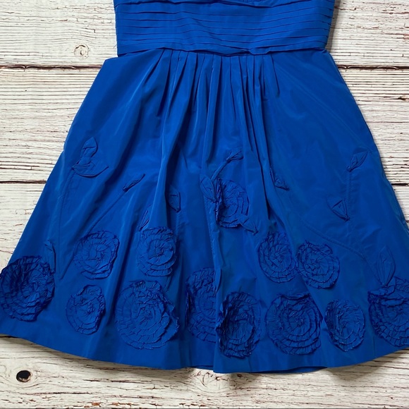 BCBGMAXAZRIA Taffeta Fit and Flare Larkspur Blue Strapless Dress Sz 4 - Picture 9 of 16